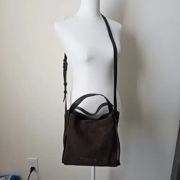 American Leather Brown Suede Auburn Mini Crossbody Bag - Picture 2 of 9